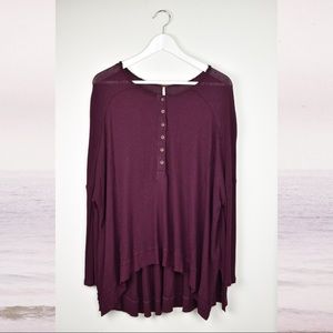 Free People Benedict Canyon Henley Waffle Knit Top